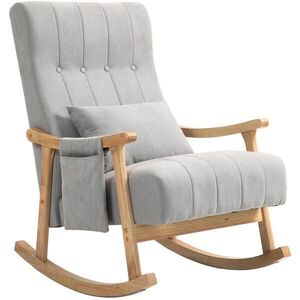 OKWISH HOJDACIE kreslo 65/90/98 cm sivé z polyesteru s bedrovým vankúšom a bočným vreckom vyobraziť