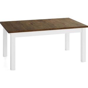 WFL GROUP JEDÁLENSKÝ STÔL Lindberg Biely Rozkladací Obdĺžnikový, Dub Rustikálny Hnedý 120-160/80/77 cm vyobraziť