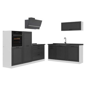 Vicco KUCHYNKA R-Line, Antracitový vidiecky dom/biely, 220 cm antrasiitti työtaso vyobraziť