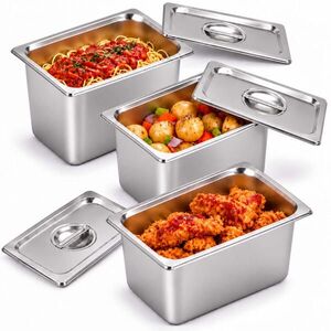 Relaxdays GASTRONÁDOBA Strieborná 3ks-set nerez GN 1/4 s vekom vyobraziť