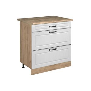 Vicco KUCHYNSKÁ SPODNÁ SKRINKA R-Line, Biely vidiecky dom/Dub Goldkraft, 80 cm s 3 zásuvkami Goldkraft tammi työtaso vyobraziť