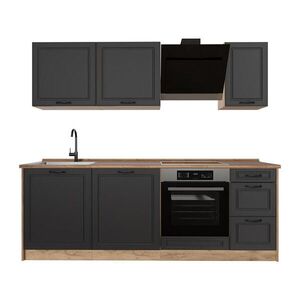 Vicco KUCHYNKA R-Line, Antracitový vidiecky dom/Dub Goldkraft, 220 cm Goldkraft tammi työtaso vyobraziť