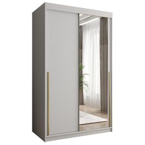 Home Collective SKRIŇA S POSUVNÝMI DVERAMI so zrkadlom, šírka 120 cm, biela so zlatým úchytom vyobraziť