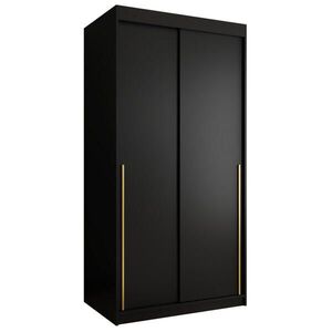 Home Collective ŠATNÍ SKŘÍŇ S POSUVNÝMI DVEŘMI 100 cm šířka, černá se zlatým úchytem vyobraziť