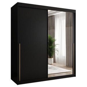 Home Collective SKRIŇA S POSUVNÝMI DVERAMI so zrkadlom, šírka 180 cm, čierna so zlatým úchytom vyobraziť