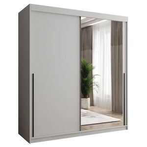Home Collective SKRIŇA S POSUVNÝMI DVERAMI so zrkadlom, šírka 180 cm, biela s čiernym úchytom vyobraziť