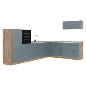Vicco ROHOVÁ KUCHYŇA R-Line, Modrošedá/Dub Goldkraft, 327 x cm Marmori työtaso vyobraziť