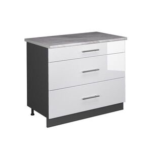 Vicco KUCHYNSKÁ SPODNÁ SKRINKA Fame-Line, Biely vysoký lesk/antracitová, 100 cm, AP Marble vyobraziť