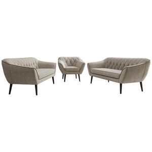 MKS SEDACIA ZOSTAVA 3+3+1 PIRS - Sivobéžová Štruktúrovaná látka - Čierne nohy vyobraziť