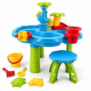 Relaxdays STÔL Viacfarebný detský vodný s taburetom vyobraziť