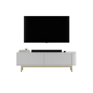 Meble Lindner TV komoda Aurora matná biela 140 cm so zlatým kovovým rámom vyobraziť
