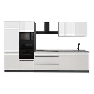 Vicco KUCHYNKA R-Line, Biely vysoký lesk/antracitová, 340 cm Marmori työtaso vyobraziť