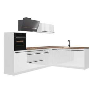 Vicco ROHOVÁ KUCHYŇA R-Line, Biely vysoký lesk/biely, 287 x cm Goldkraft tammi työtaso vyobraziť