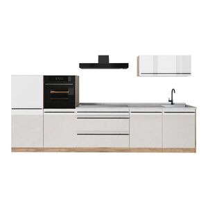 Vicco KUCHYNKA R-Line, Biely vysoký lesk/Dub Goldkraft, 340 cm Marmori työtaso vyobraziť