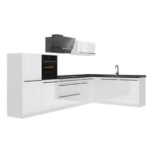 Vicco ROHOVÁ KUCHYŇA R-Line, Biely vysoký lesk/biely, 347 x cm antrasiitti työtaso vyobraziť