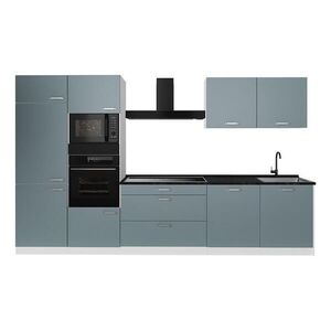 Vicco KUCHYNKA R-Line, Modrošedá/biely, 340 cm antrasiitti työtaso vyobraziť