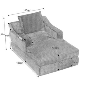 Modfu ROZKLADACIE kreslo z peny 1-sedačka 160x100x64 cm biele s rebrovaným poťahom, dvojvrstvovou konštrukciou a možnosťou rozloženia na lôžko vyobraziť