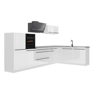 Vicco ROHOVÁ KUCHYŇA R-Line, Biely vysoký lesk/biely, 347 x cm Marmori työtaso vyobraziť