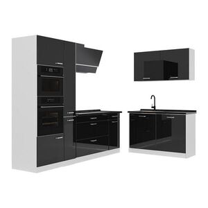 Vicco ROHOVÁ KUCHYŇA R-Line, Čierny vysoký lesk/biely, 230 x 120 cm antrasiitti työtaso vyobraziť