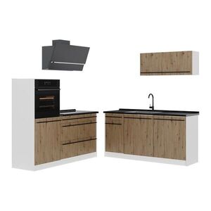 Vicco KUCHYNKA R-Line, Remeselný dub/biely, 160 cm antrasiitti työtaso vyobraziť