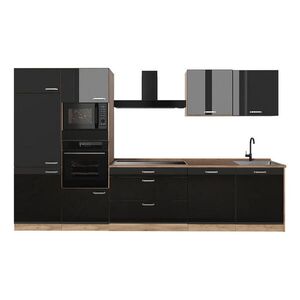 Vicco KUCHYNKA R-Line, Čierny vysoký lesk/Dub Goldkraft, 340 cm Goldkraft tammi työtaso vyobraziť