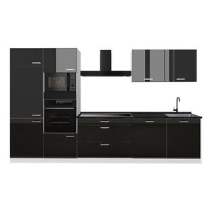 Vicco KUCHYNKA R-Line, Čierny vysoký lesk/biely, 340 cm antrasiitti työtaso vyobraziť