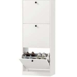 OKWISH SKRINKA na topánky 47/26/120 cm biela z dreva s 3 výklopnými zásuvkami a nastaviteľnými priehradkami vyobraziť