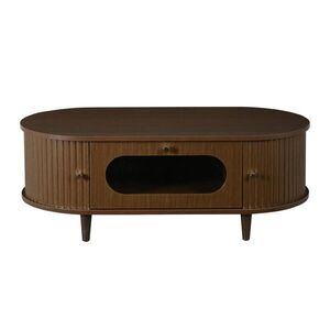 OKWISH KONFERENČNÝ stolík 100/50/36 cm orechový z MDF s 1 zásuvkou a roletovými dvierkami vyobraziť