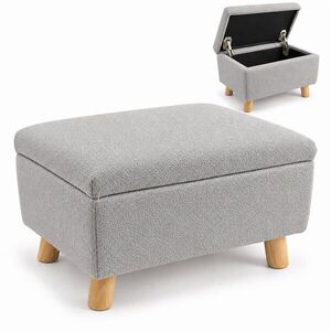 Relaxdays PODNOŽKA Svetlosivá s úložným priestorom bouclé drevené nohy vyobraziť