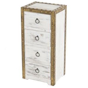 MCW KOMODA 4 ZÁSUVKY SHABBY-LOOK Krémovo biela vyobraziť