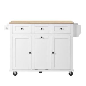 Modenvie KUCHYNSKÝ ostrovček z MDF, 112/46, 2–76, 2/92, 7 cm, biely/prírodný, na kolieskach vyobraziť