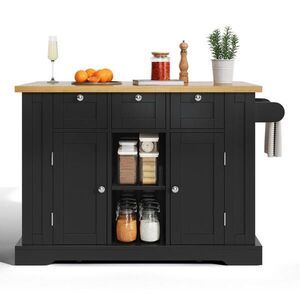 Modenvie KUCHYNSKÝ ostrovček z MDF, 132/40(70)/87 cm, prírodná/čierna, výklopná pracovná doska vyobraziť