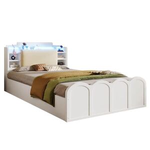 STILVORA POSTEĽ 90 × 200 cm, biela, úložný box, LED, USB/Type-C, masívne drevo, detský dizajn vyobraziť
