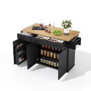Modenvie KUCHYNSKÝ ostrovček z MDF, 137/70/89, 5 cm, prírodná/čierna, so sklopnou pracovnou doskou vyobraziť