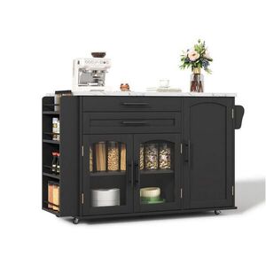 Modenvie KUCHYNSKÝ ostrovček z MDF, 138/70/90 cm čierny, so sklopnou pracovnou doskou vyobraziť