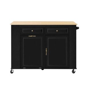 Modenvie KUCHYNSKÝ ostrovček z MDF, 120/40–70/92 cm, čierny/prírodný, výklopná doska a zásuvky vyobraziť