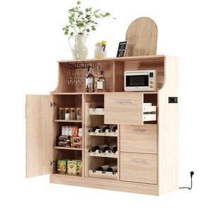 Modenvie ŠIROKÁ komoda 120/40/121 cm z MDF v prírodnej a bielej farbe s LED a zásuvkou vyobraziť