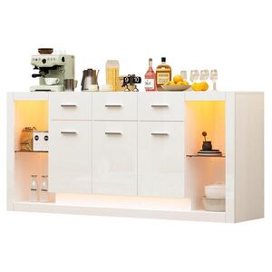 Modenvie ŠIROKÁ komoda 160/40/75 cm z drevotriesky biela, s LED osvetlením a 3 zásuvkami vyobraziť