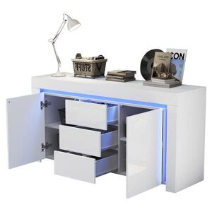 Modenvie ŠIROKÁ komoda z MDF 140/40/65 cm biela, s LED osvetlením vyobraziť