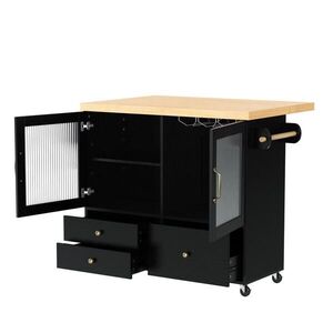 Modenvie KUCHYNSKÝ ostrovček z MDF, 100/42–70/91, 5 cm, čierny/prírodný, so sklopnou doskou vyobraziť