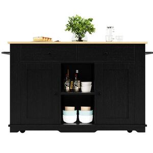 Modenvie KUCHYNSKÝ ostrovček z MDF a kovu, 151, 5/59, 7/91, 7 cm, čierny/prírodný, so sklopnou doskou vyobraziť