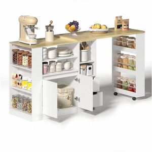 Modenvie KUCHYNSKÝ ostrovček z MDF, 115/50/92 cm biely/prírodný, s otočnou výsuvnou doskou vyobraziť