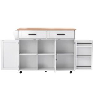 Modenvie KUCHYNSKÝ ostrovček z MDF, 129/46(71)/91, 5 cm, biely s dekorom svetlého dreva vyobraziť