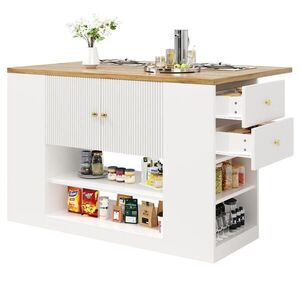 Modenvie KUCHYNSKÝ ostrovček z MDF a kovu, 140/70/90 cm biely, so sklopnou doskou vyobraziť