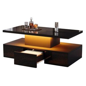 Flora Grace KONFERENČNÝ stolík 100/50/39 cm čierny s LED osvetlením a úložným priestorom vyobraziť