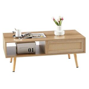 Flora Grace KONFERENČNÝ stolík 105/55/40 cm, ratanový dekor, MDF, prírodný vyobraziť