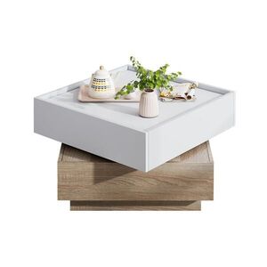 Flora Grace KONFERENČNÝ stolík 60/60/38 cm orech/biela s otočnou doskou a zásuvkami vyobraziť