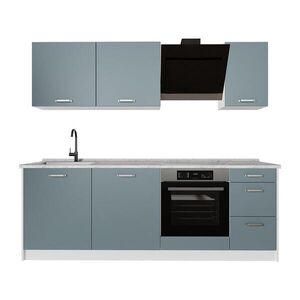 Vicco KUCHYNKA R-Line, Modrošedá/biely, 220 cm Marmori työtaso vyobraziť