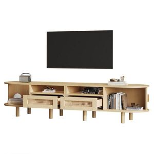 Redom NÍZKA komoda 170/40/40 cm s 2 zásuvkami, 2 posuvnými dvierkami a oválnym tvarom, Svetlý dub vyobraziť