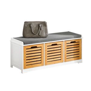 SoBuy BOTNÍK s lavicou s 3 zásuvkami Biela 105x35x43cm vyobraziť